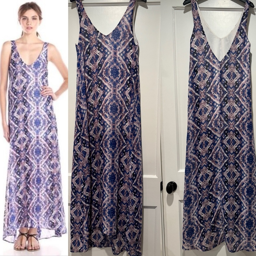 Show me your Mumu lavender and blue sleeveless maxi with asymmetrical hem small
